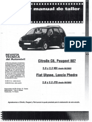 Manual+Taller+Citroen+C8,+Peugeot+807,+Fiat+Ulysse,+Y+Lancia+Phedra +Español | Pdf