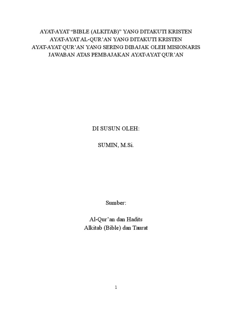 Ayat Ayat Yang Ditakuti Misionaris