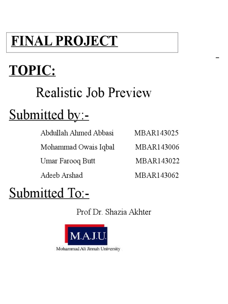 Realistic Job Preview Overview and Benefits | PDF | Turnover ...