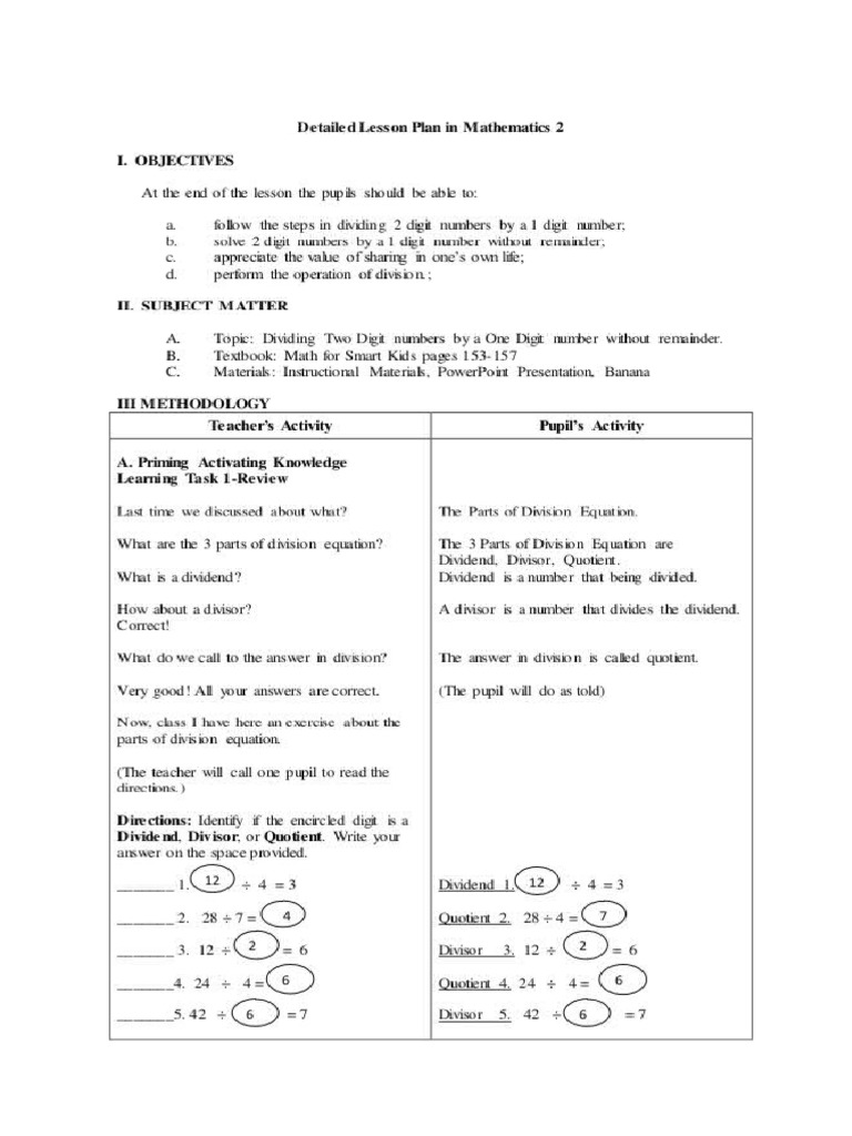 Lesson Plan in Math | Lesson Plan | Pedagogy