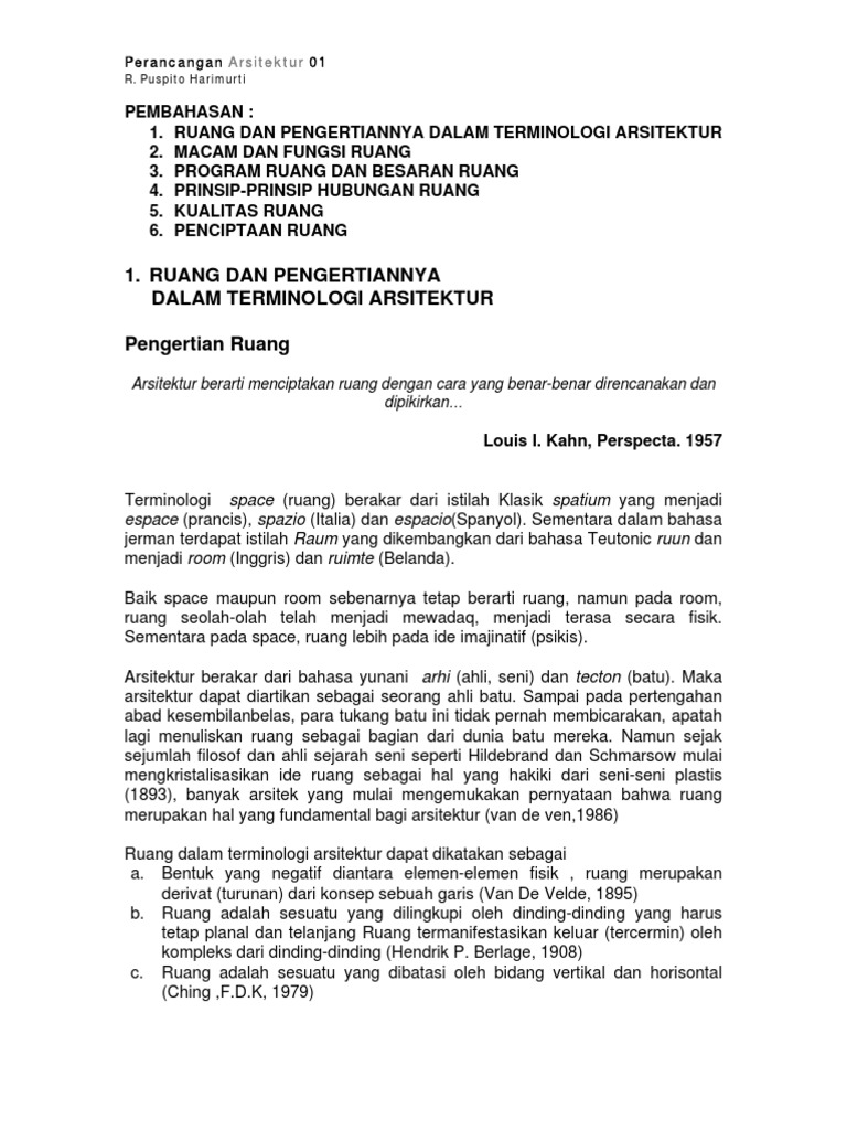 Konsep dan Fungsi Ruang Arsitektur | PDF