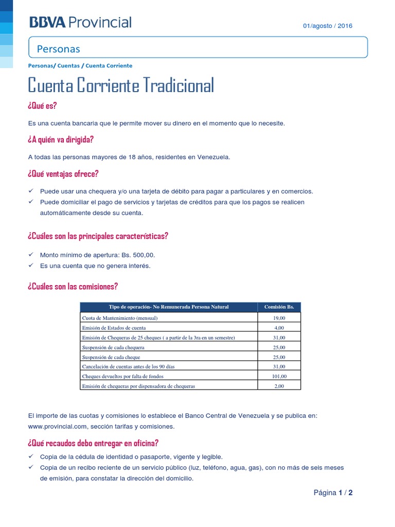 Cuenta Corriente Tradicional informacion para abrir cuenta ...