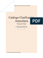Catálogo Clasificación Arancelaria Proyecto Final Karla Fuentes 4°A OCI UTD