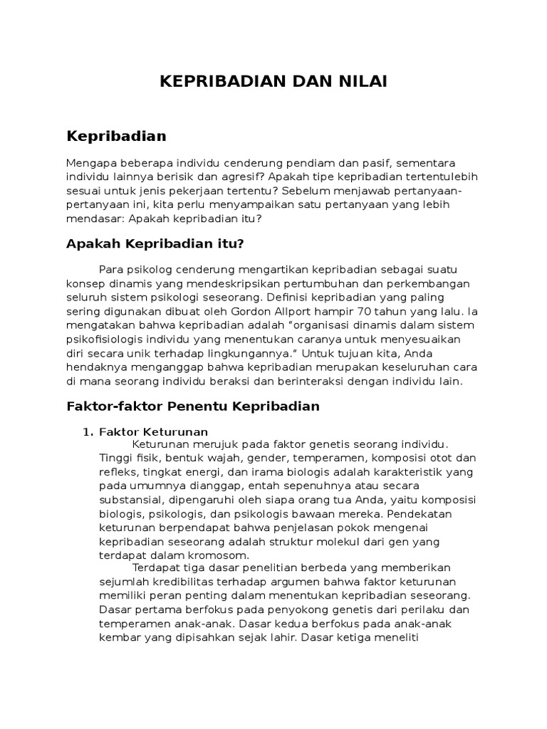 Pko Kepribadian Dan Nilai Pdf