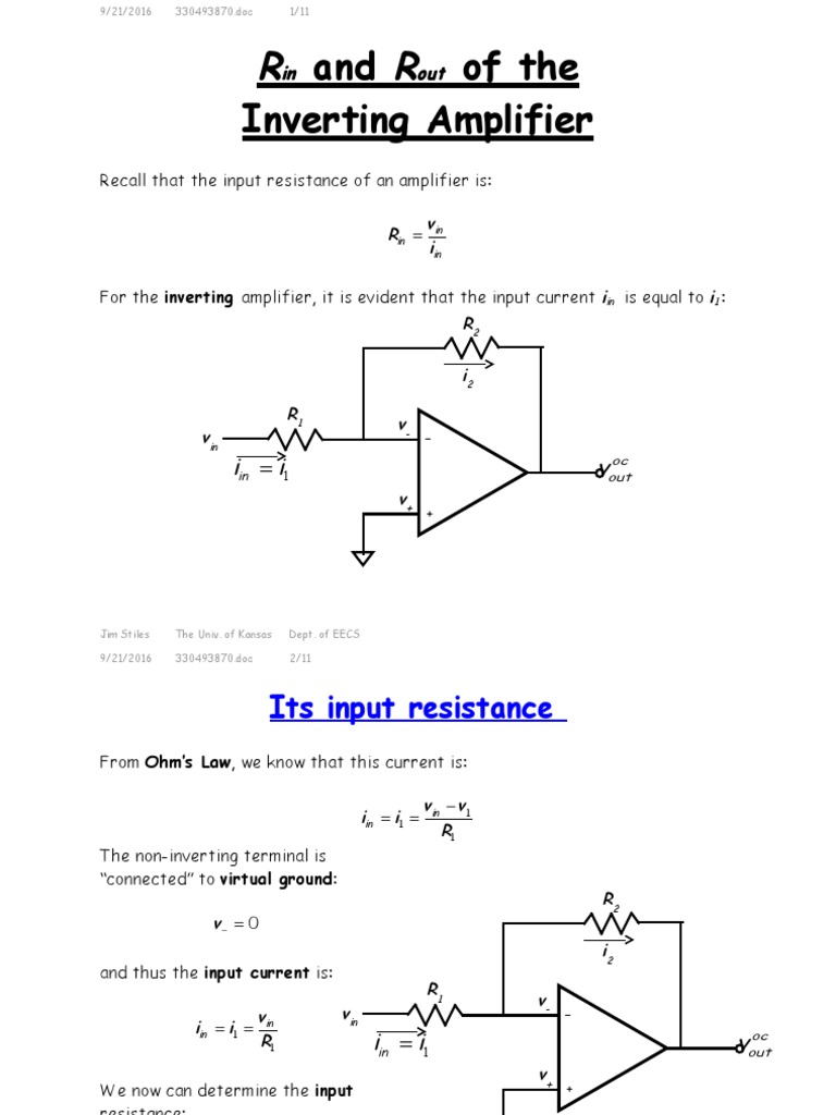 Ri and Ro of The Inverting Amplifier Lecture | PDF | Operational ...