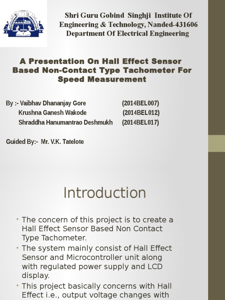 Presentation On Tachometer PDF