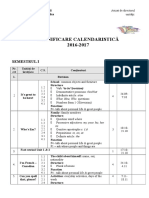 Planificare Calendaristică 2016-2017: Semestrul I