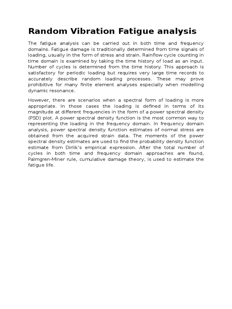 Random Vibration Fatigue Analysis | PDF | Spectral Density | Fatigue ...