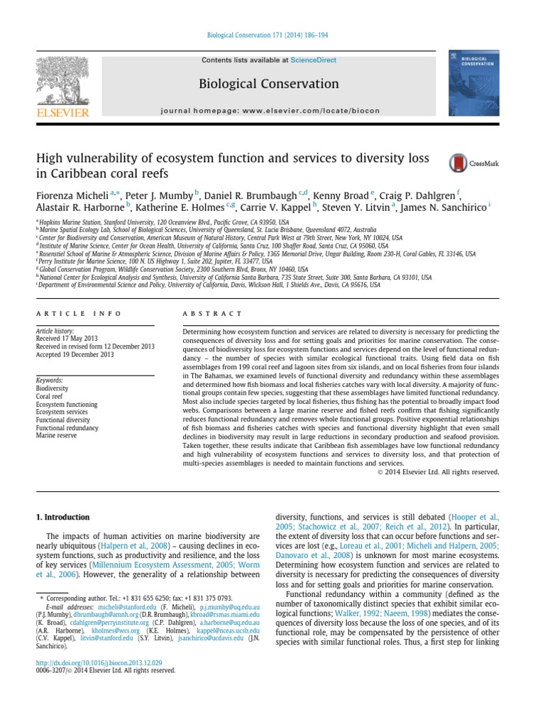 Caribbean Coral Reefs' Ecosystem Vulnerability | PDF | Coral Reef ...