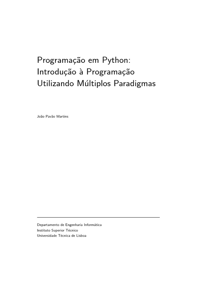 Programação em Python Introdução À Programação Utilizando Múltiplos  Paradigmas | PDF | Linguagem de programação | Algoritmos