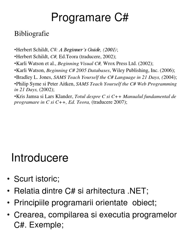 C# Tutorial RO - Curs 1 PDF | PDF