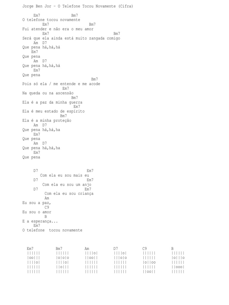 Cifra Jorge Ben Jor o Telefone Tocou Novamente | PDF