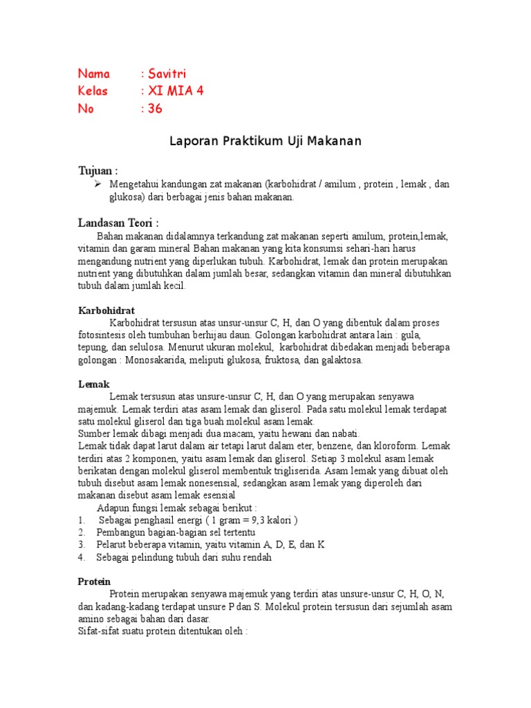 Laporan Praktikum Uji Makanan Doc
