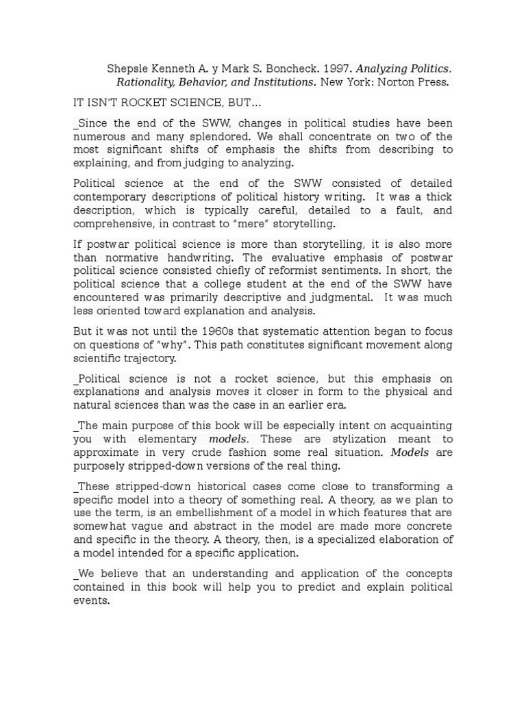 Shepsle Kenneth A. y Mark S. Boncheck - Analyzing Politics. Rationality ...