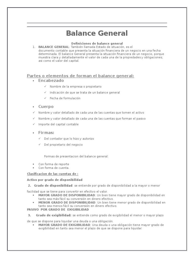 Balance General, Cuentas | PDF | Hoja de balance | Contabilidad