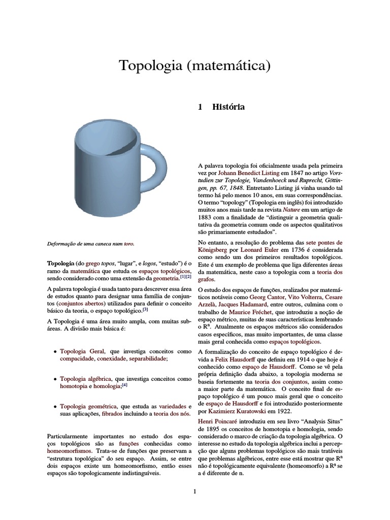 Introdução à Topologia Matemática | PDF | Topologia | Objetos matemáticos