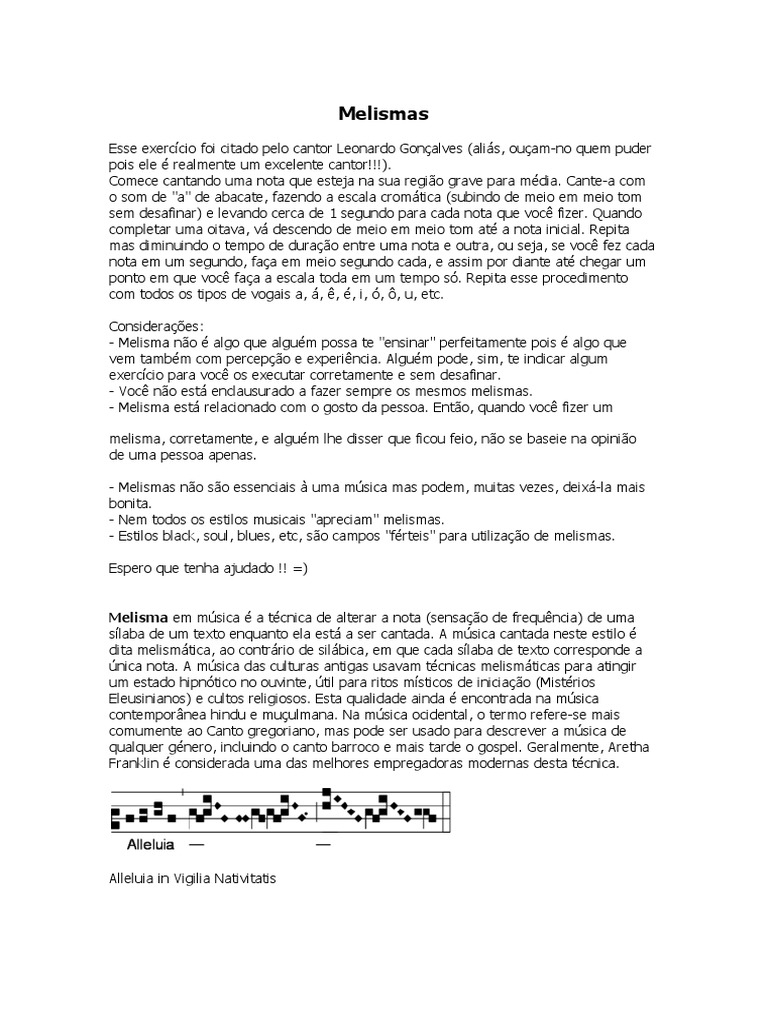 Como fazer melismas | PDF | Teoria da Música | Musicologia