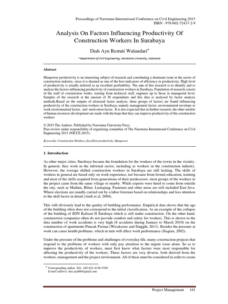 Factors Influencing Construction Productivity | PDF | Validity ...