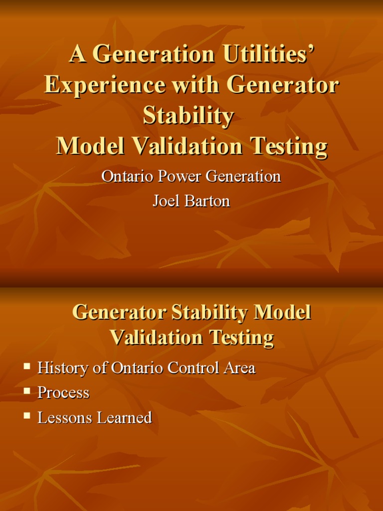 Generator Stability Model Testing Insights | PDF | Regulatory ...