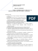 Tabla de Contenido Acuerdo Final para La Terminación Del Conflicto y La Construcción de Una Paz Estable y Duradera