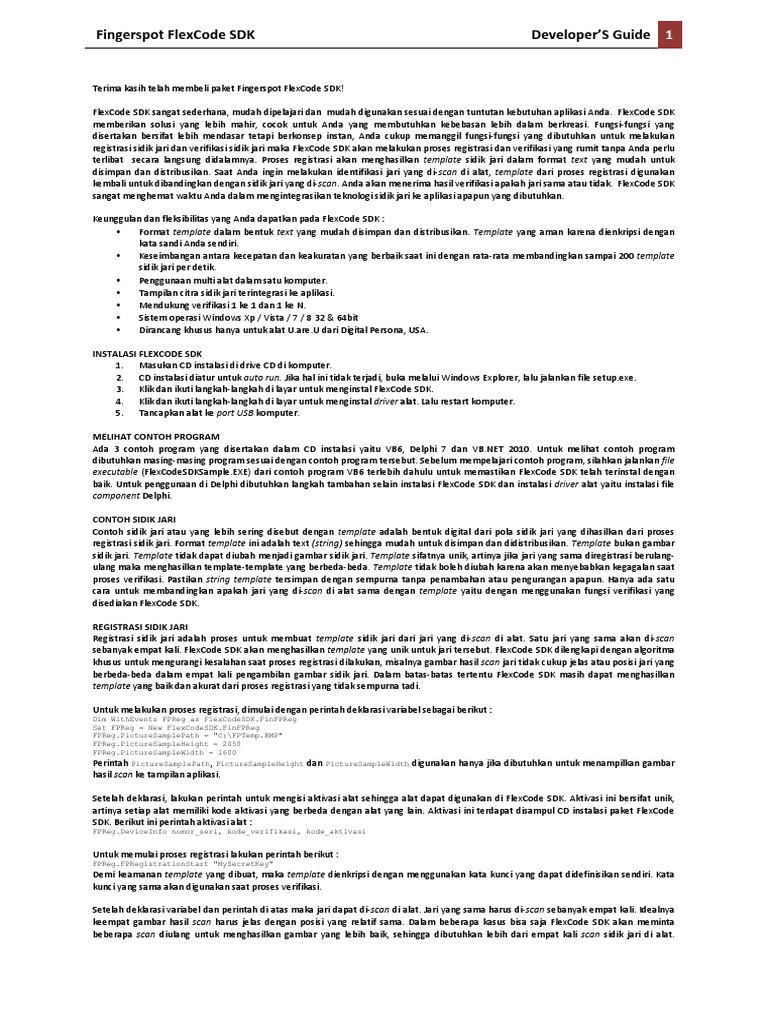 Panduan Pengembang FlexCode SDK | PDF