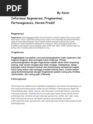 Hw Ipa By Kenzi Informasi Regenerasi Fragmentasi Partenogenesis
