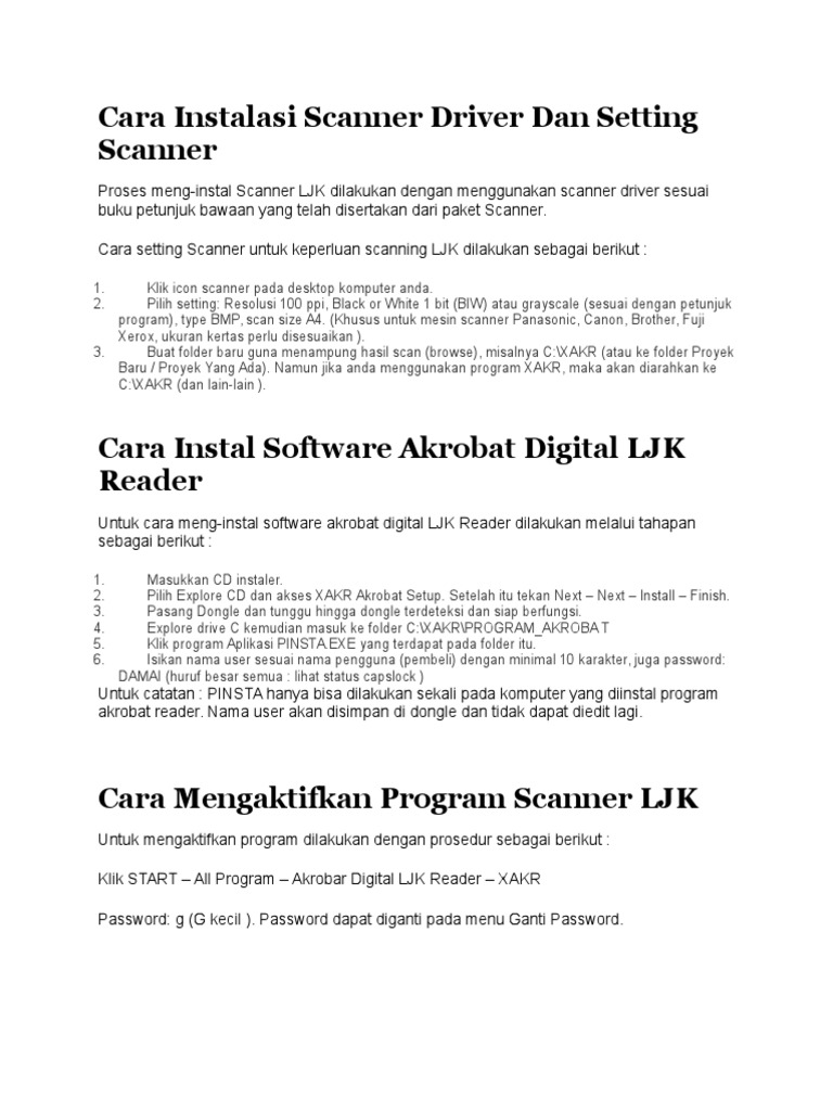 Instalasi dan Setting Scanner LJK | PDF