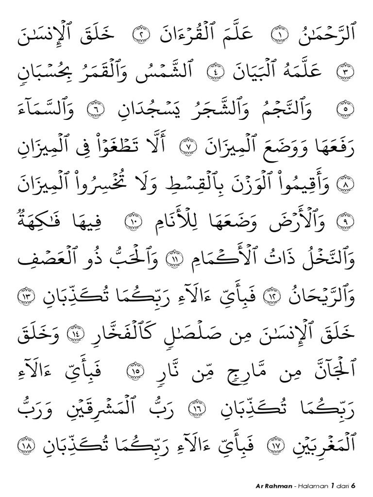 Download 64+ Contoh Surat Surat Ar Rahman Pdf Terbaru Gratis