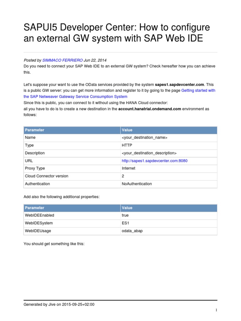 Configure SAP Web IDE with External GW | PDF | World Wide Web ...