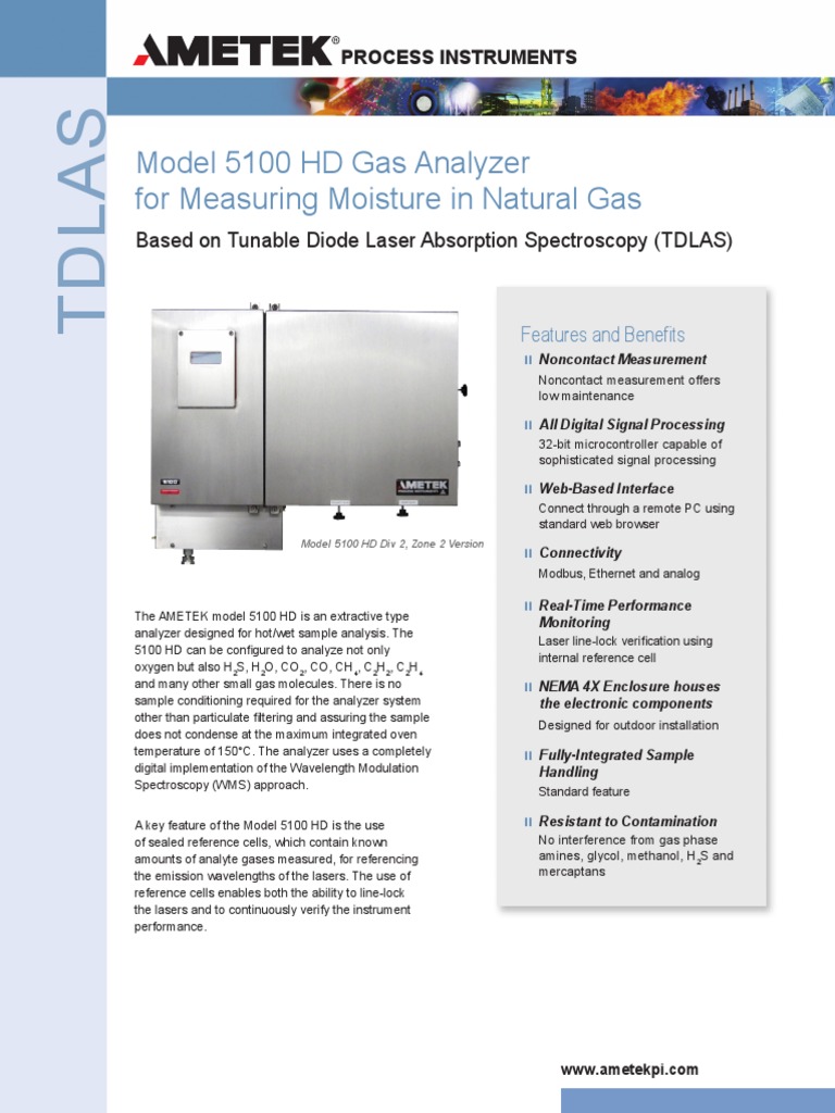 5100HD Moisture in Natural Gas PDF Spectroscopy Gases
