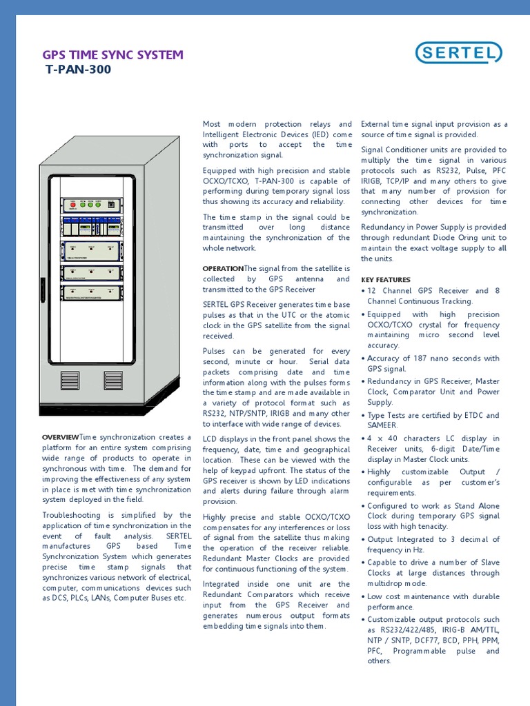 Sertel T PAN 300 Catalogue | Global Positioning System | Clock
