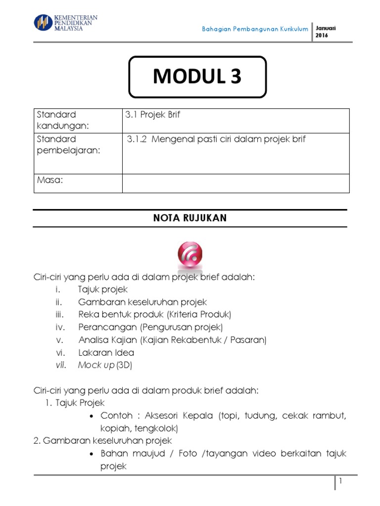 3 Bab 3 Ciri Projek Brif Pdf