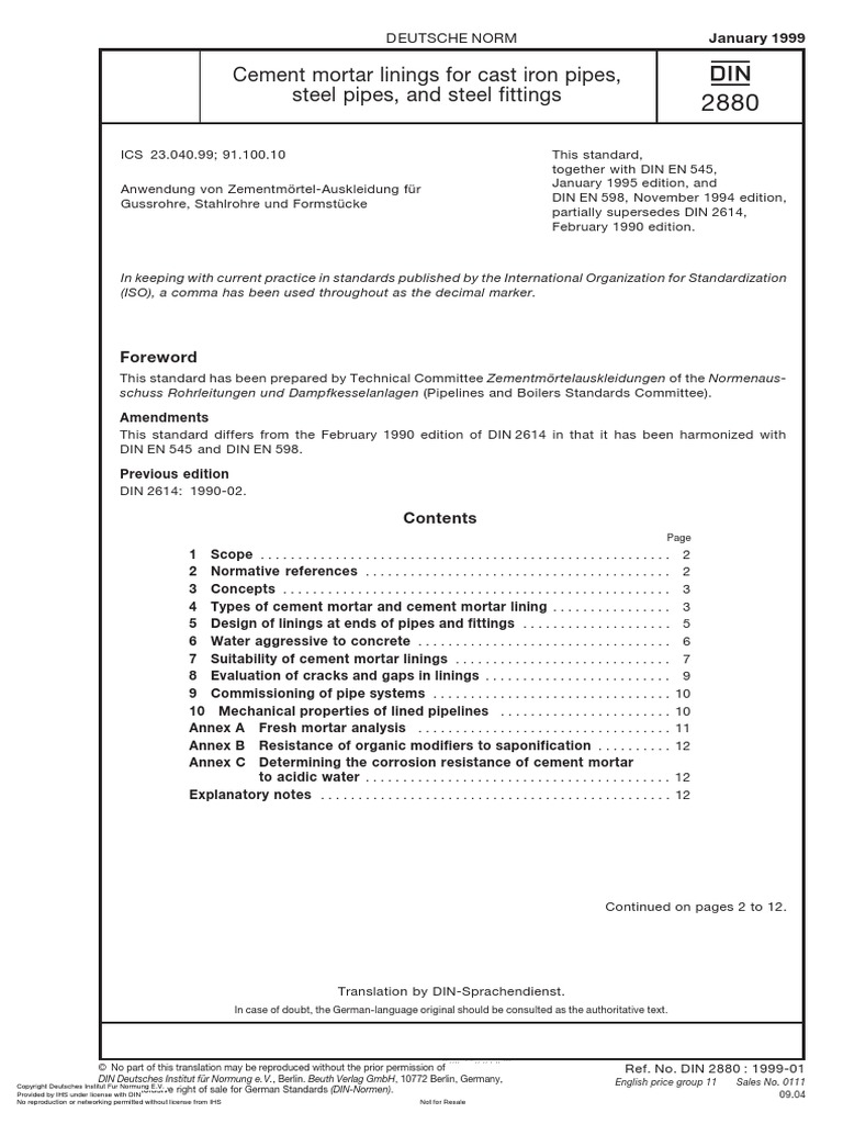 DIN 2880 1999 en PDF PDF Concrete Yield (Engineering)