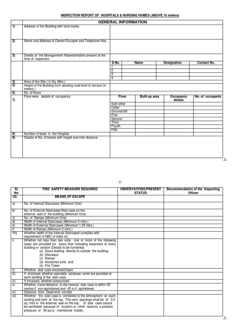 Hospital Fire Safety Inspection Report | PDF | Stairs | Basement