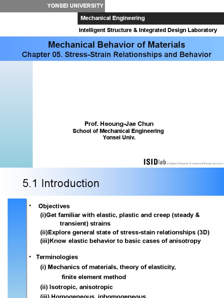 Mechanical Behavior of Materials_Lecture Slides_chapter 5 Elasticity (Physics) Deformation