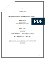 Disciplinary Powers of The State Bar Council: A Project On