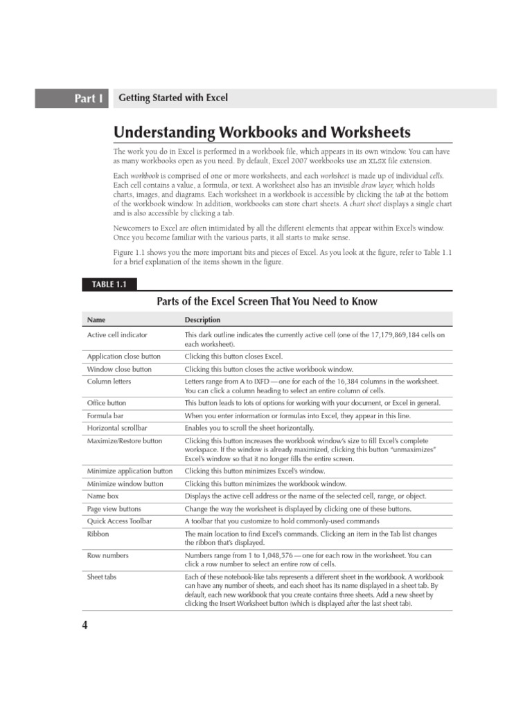Excel Workbooks and Worksheets Guide | PDF | Microsoft Excel | Tab (Gui)