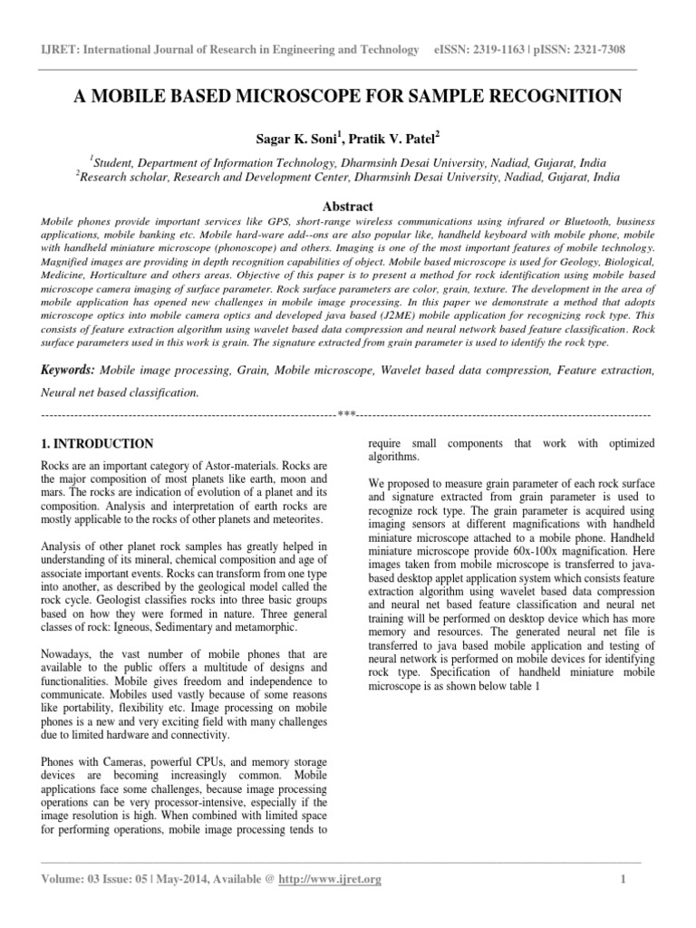 A Mobile Based Microscope For Sample Recognition | PDF | Mobile Phones ...