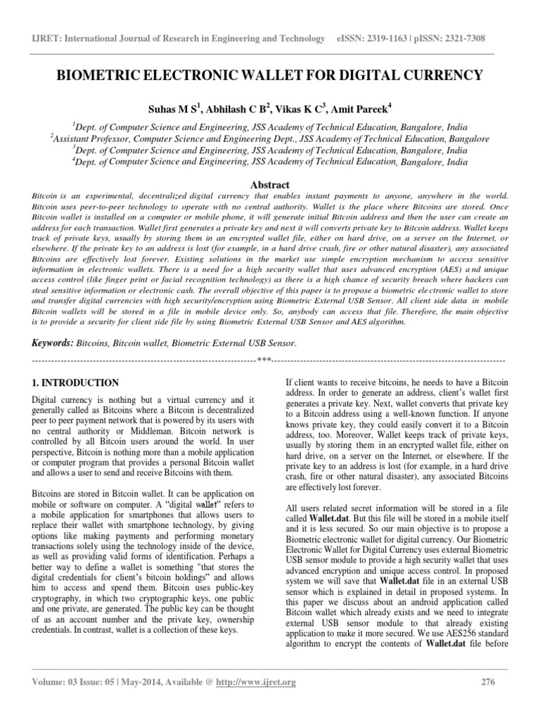 Biometric Security for Bitcoin Wallets | PDF | Bitcoin | Public Key ...