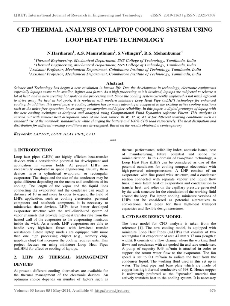CFD Analysis of Laptop Cooling System | PDF | Laptop | Heat Exchanger