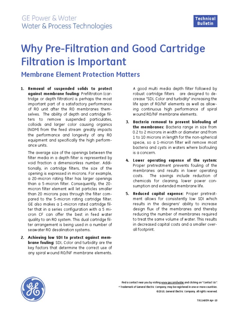 Why PreFiltration and Good Cartridge Filtration Is Important PDF