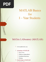 MATLAB Basics For I - Year Students