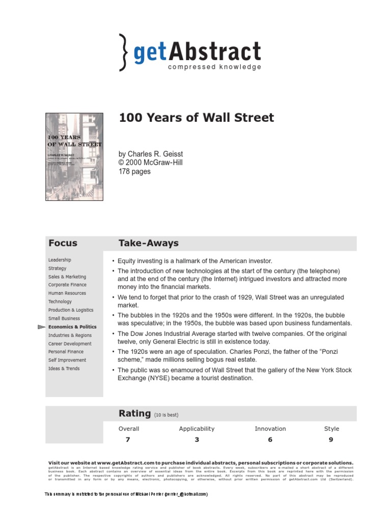 ビジネス・経済 One Hundred One Years on Wall Street One Hundred One Years on Wall Street: An Investor's Almanac