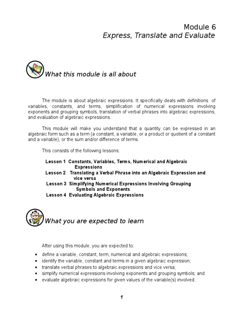 Module 6 1 Bracket Variable Mathematics