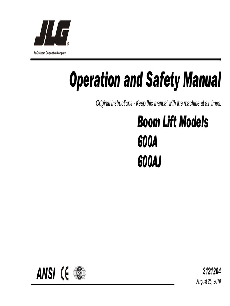 JLG 600A Articulating Boom Lift Manual PDF Elevator Crane (Machine)