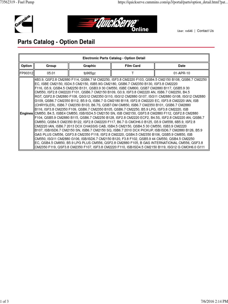 Electronic Parts Catalog - Option Detail Option Group Graphic Film Card ...