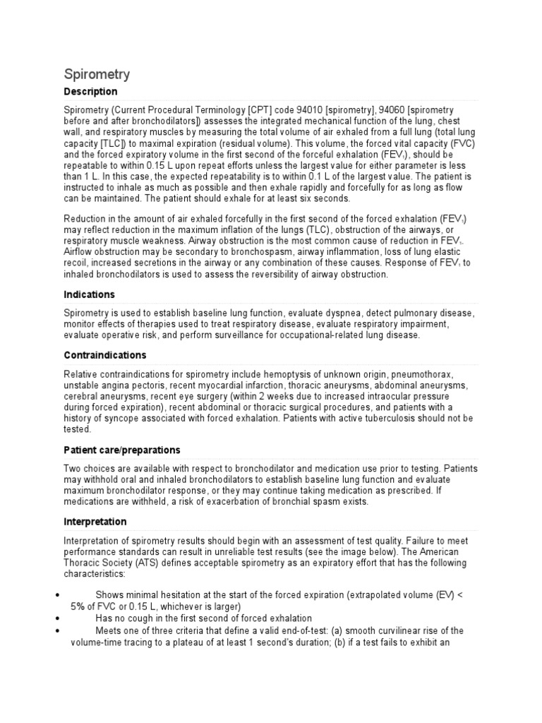 Spirometry Description PDF Exhalation Respiratory Tract