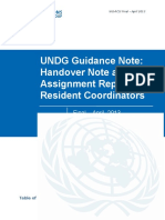 UNDG Guidance Note: Handover Note and End of Assignment Report For Resident Coordinators