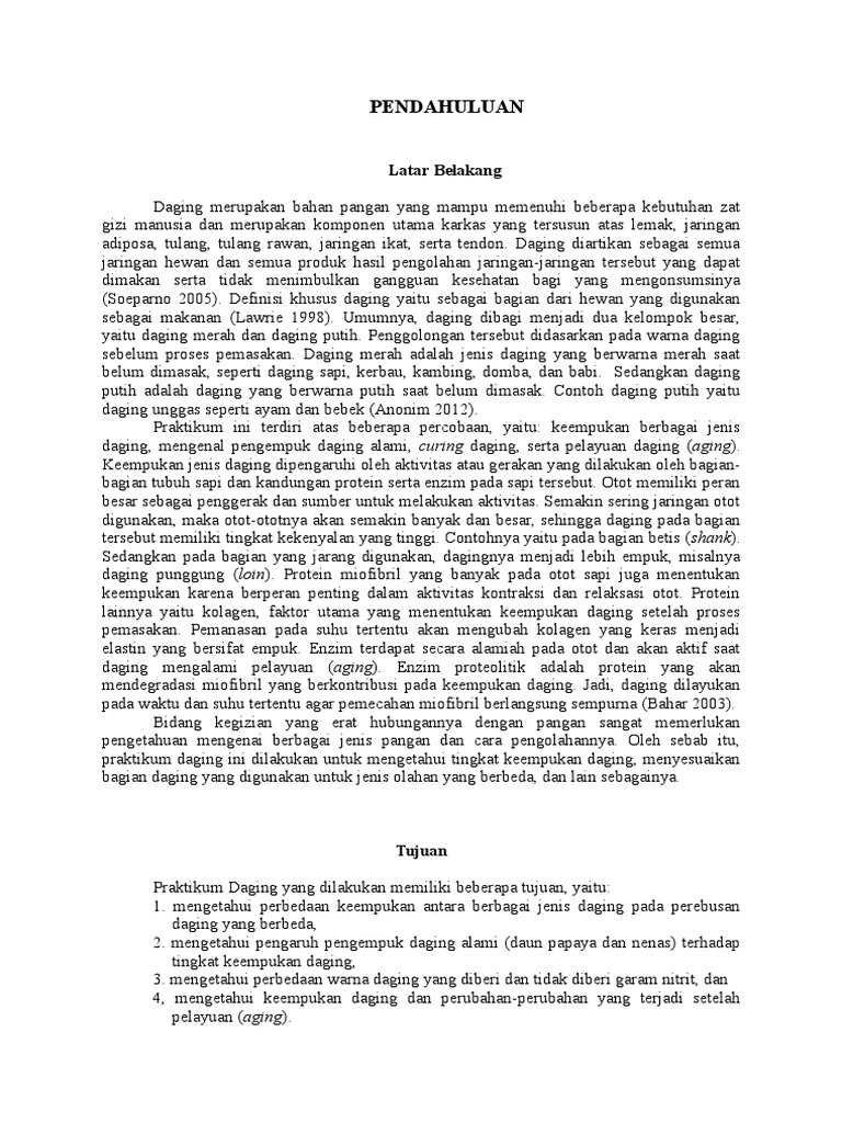 Praktikum Keempukan dan Curing Daging | PDF | Sains & Matematika ...