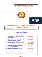 Research Admission Brochure: Mportant Dates